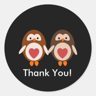 Owl love thank you sticker for card