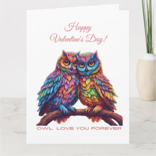 Owl Love You Forever-Colourful Owls-Valentine's Da Card