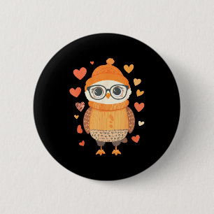 Owl Lover Heart Girls Valentine’s Day Women Owl 2 Inch Round Button