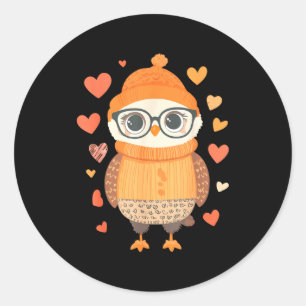 Owl Lover Heart Girls Valentine’s Day Women Owl Classic Round Sticker