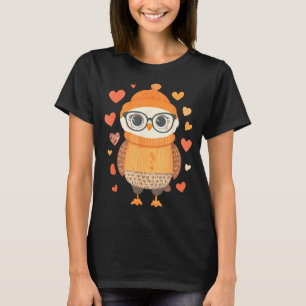 Owl Lover Heart Girls Valentine’s Day Women Owl T-Shirt