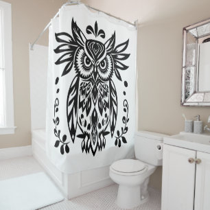 Owl Lovers Rustic Woodlands Black White Bohemian