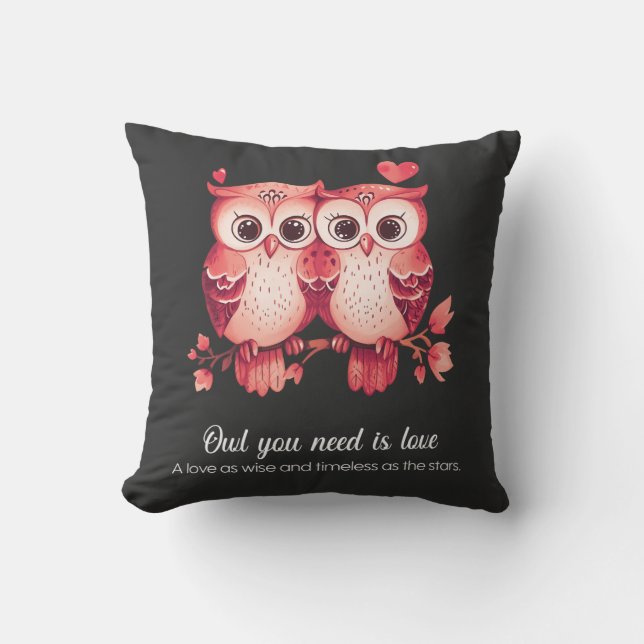 Owl Lovers - Valentines Day special Throw Pillow (Front)