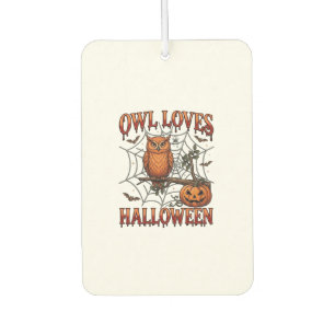 Owl Loves Halloween Orange Spider Web Pumpkin_1 Air Freshener