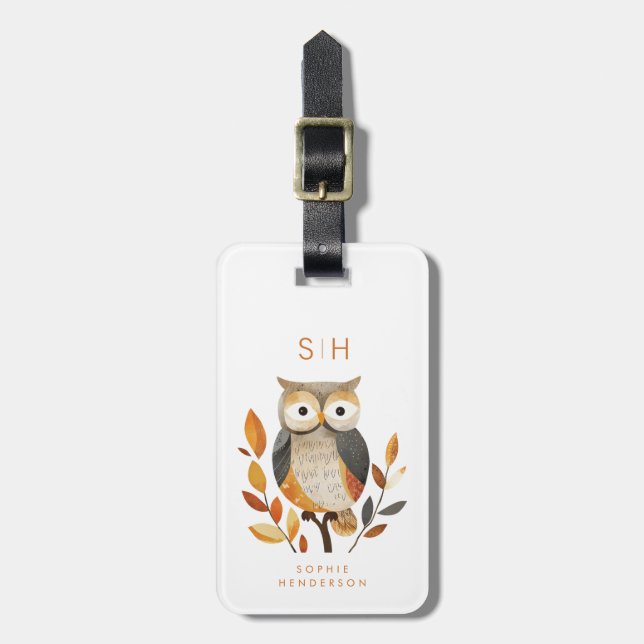 Owl Luggage Tag (Front Vertical)