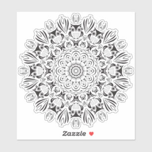 Owl mandala large round sticker