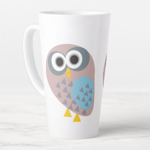 Owl mauve grey blue latte mug