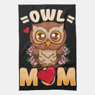 Owl Mom Gift For Owner Owl Mom Kitchen Towel