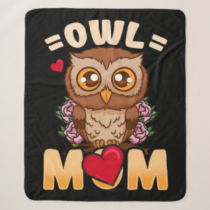 Owl Mom   Gift For Owner Owl Mom Sherpa Blanket