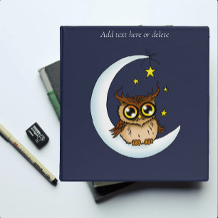 Owl Moon Blue Cute Stars Binder
