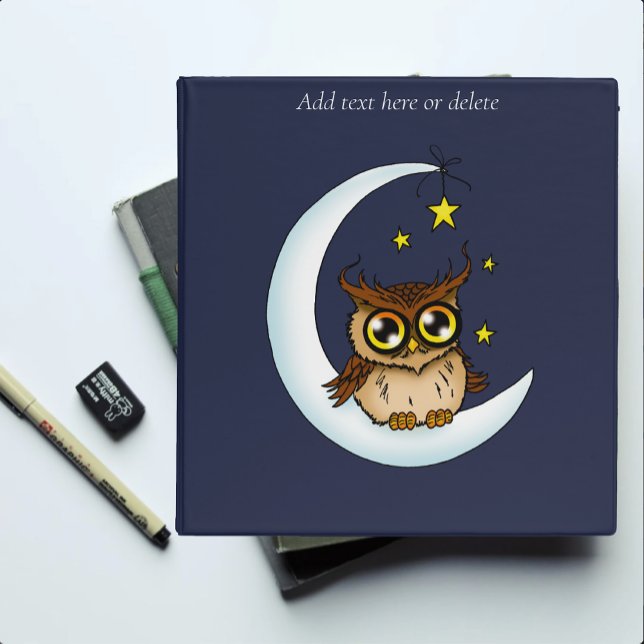 Owl Moon Blue Cute Stars Binder (Creator Uploaded)