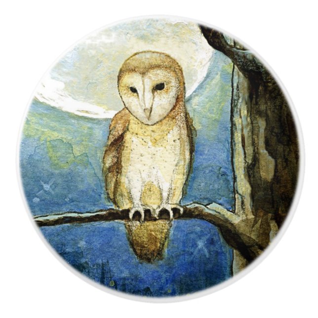 "Owl Moon" Ceramic Knob (Front)