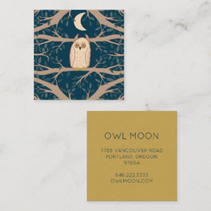 Owl Moon Mystical Magical Boho Colorful Square Business Card