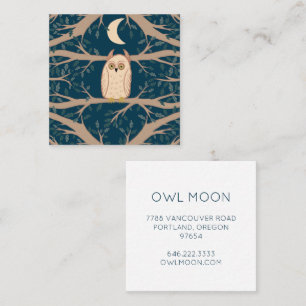 Owl Moon Mystical Magical Boho Colourful Square Business Card