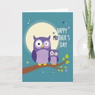 Owl Mothers Day Scene Greeting Card