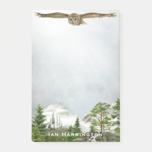 Owl Mountain Landscape Nature Lover Monogram Name Post-it Notes
