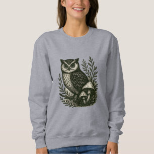 Owl & Mushroom T-Shirt – Mystical Woodland Gothic Sweatshirt