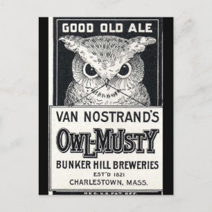 Owl-Musty Ale Beer Postcard