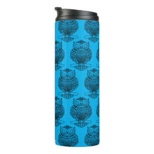 Owl (neon blue) - Thermal Tumbler