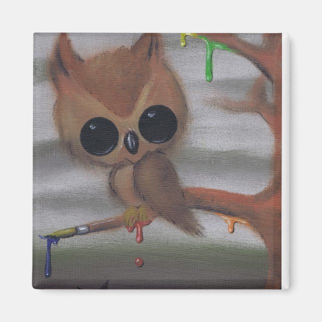 owl never give in magnet (Front)