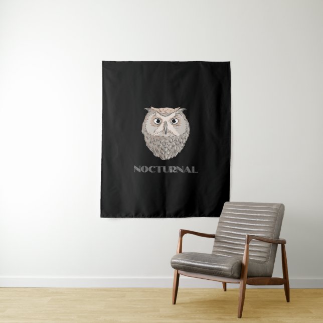 Owl Nocturnal Illustration Tapestry (In Situ)