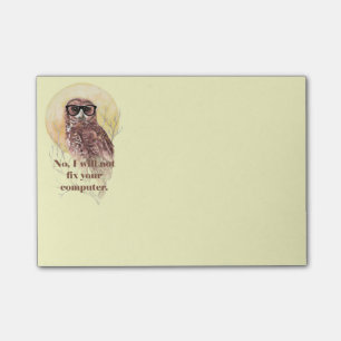 Owl not fix your Computer Fun Geek Owl Glasses Post-it Notes