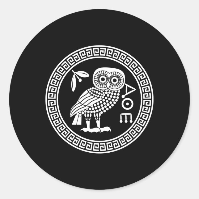 Owl Of Athena Ancient Greek Mythology Is Athena'S  Classic Round Sticker (Front)