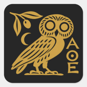 Owl of Athena Athenian Coin Ancient Greek Symbol Square Sticker