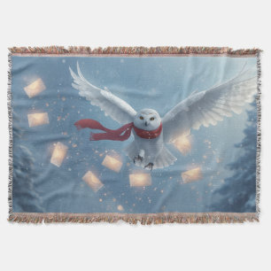 "Owl of Winter Dreams" Christmas Owl Throw Blanket