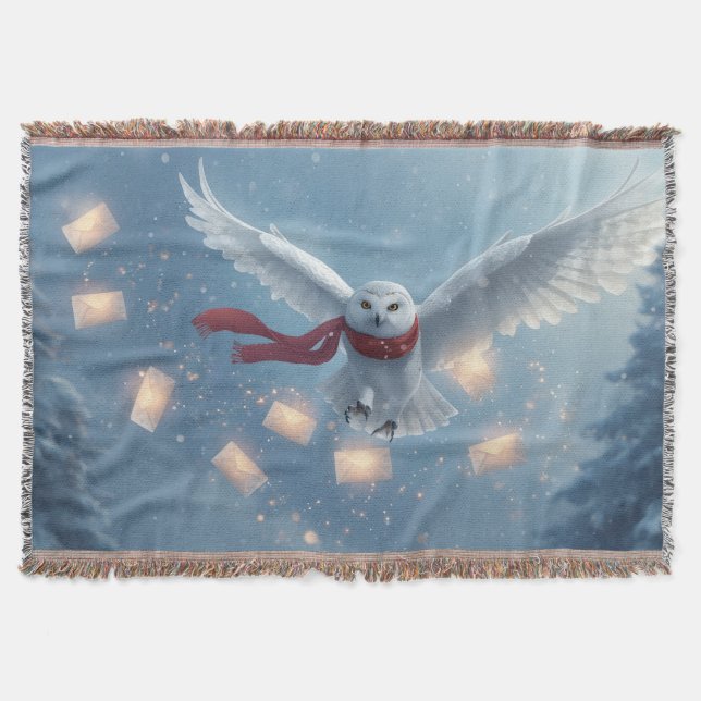 "Owl of Winter Dreams Throw Blanket” (Front)