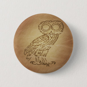 Owl of Wisdom Greek 2 Inch Round Button