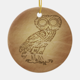Owl of Wisdom Greek Ceramic Ornament