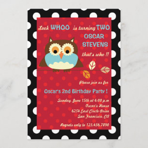 Owl on a branch - Birthday invitations 5