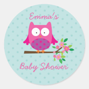 Owl on a Branch Personalized Sticker for Girl