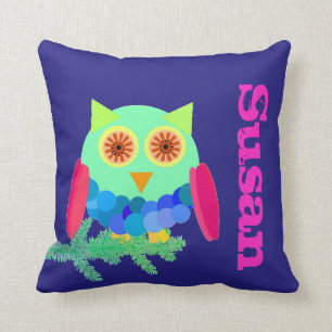 Owl on a Branch Throw Pillow