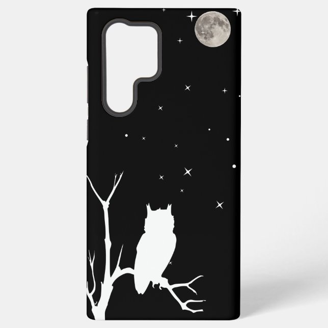 Owl on a Limb with Moon & Stars Samsung Galaxy S22 Ultra Case (Back)