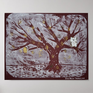 Owl on a Snowy Tree Print