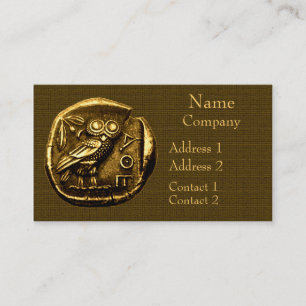 Owl on ancient greek coin business card