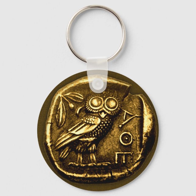 Owl on ancient greek coin keychain (Front)
