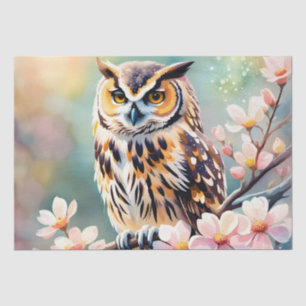Owl on Apple Blossoms Tissue Paper