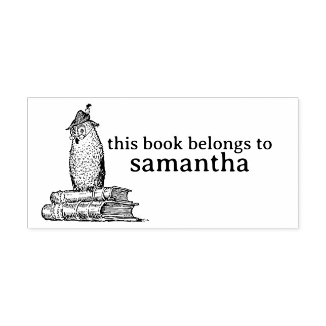 Owl on Books This Book Belongs to Self-inking Stamp (Design)