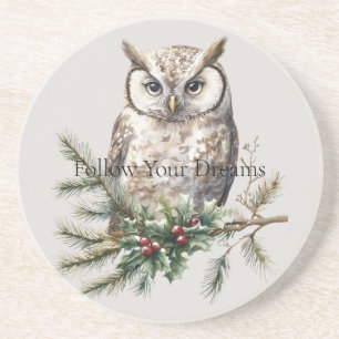 Owl on Branch  Coaster