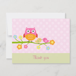 Owl on Branch Thank You Card