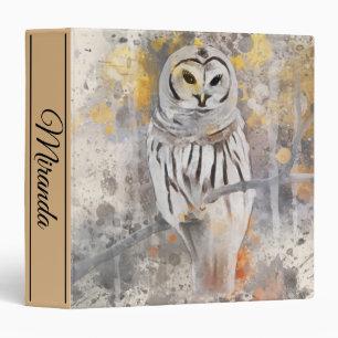 Owl on Branch Watercolor Name Binder