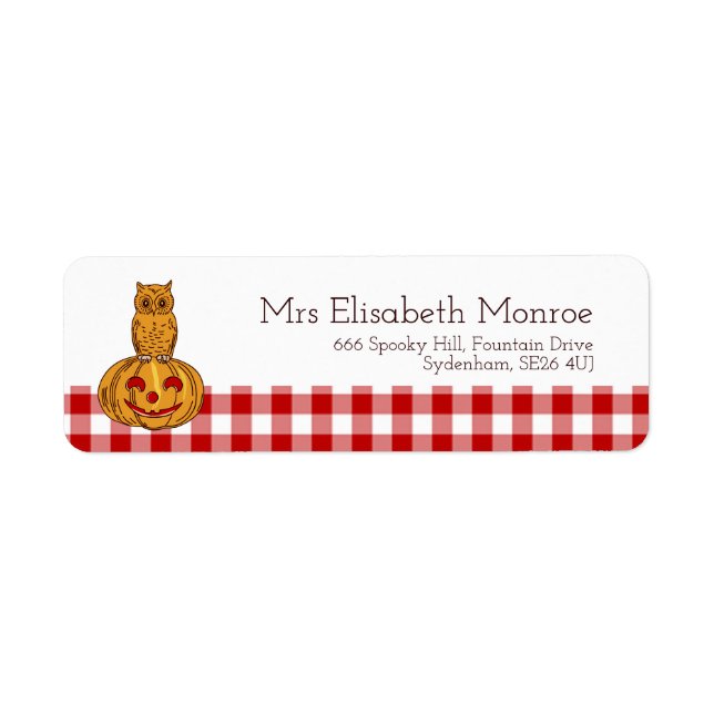 Owl on Pumpkin Gingham Pattern (Front)