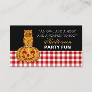 Owl on Pumpkin, Halloween Party Invitation