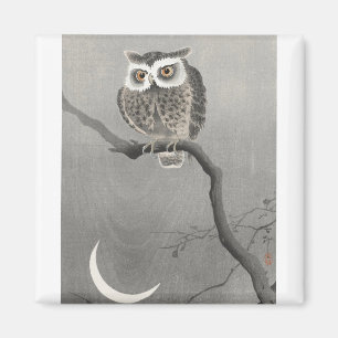 Owl On Tree Branch By Ohara Koson Magnet