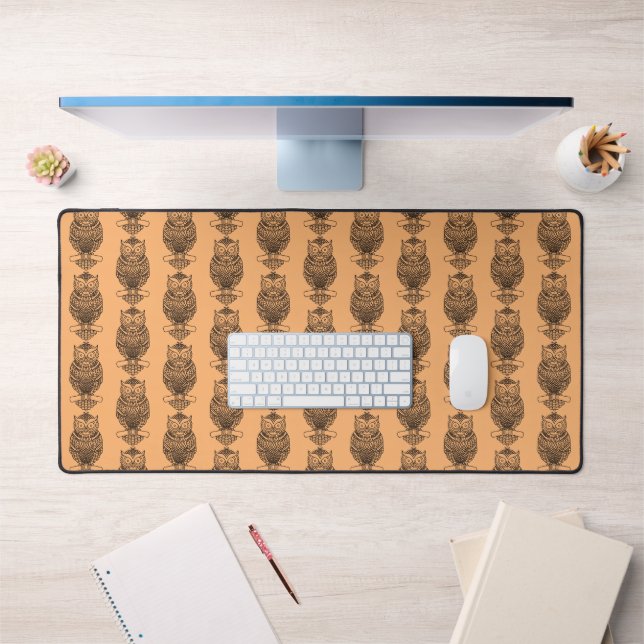 Owl (orange) - Desk Mat (Office 1)