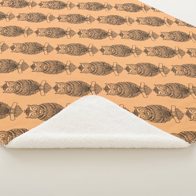 Owl (orange) - Sherpa Blanket (3/4)