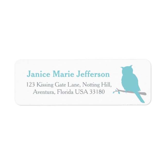 Owl outline silhouette return reply address label (Front)